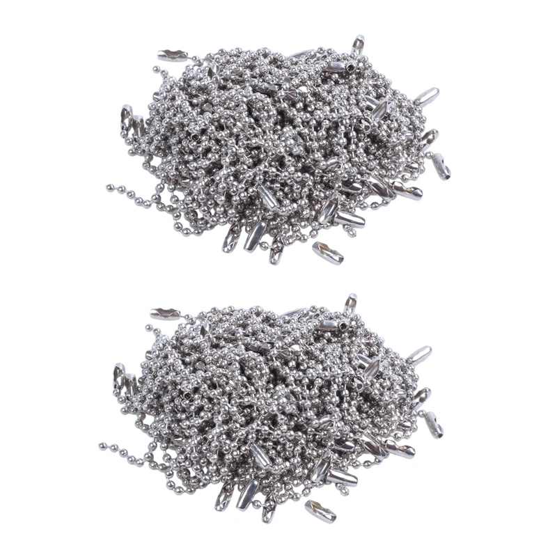 

Stainless Steel 10Cm Length 2.4Mm Beaded Ball Chain 200Pcs Silver Tone