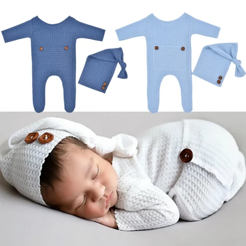 

Baby Romper Photography Suit Hat Bodysuit Set Newborn Photography Props Newborn Boy Girls Photography Outfit New Born Shooting