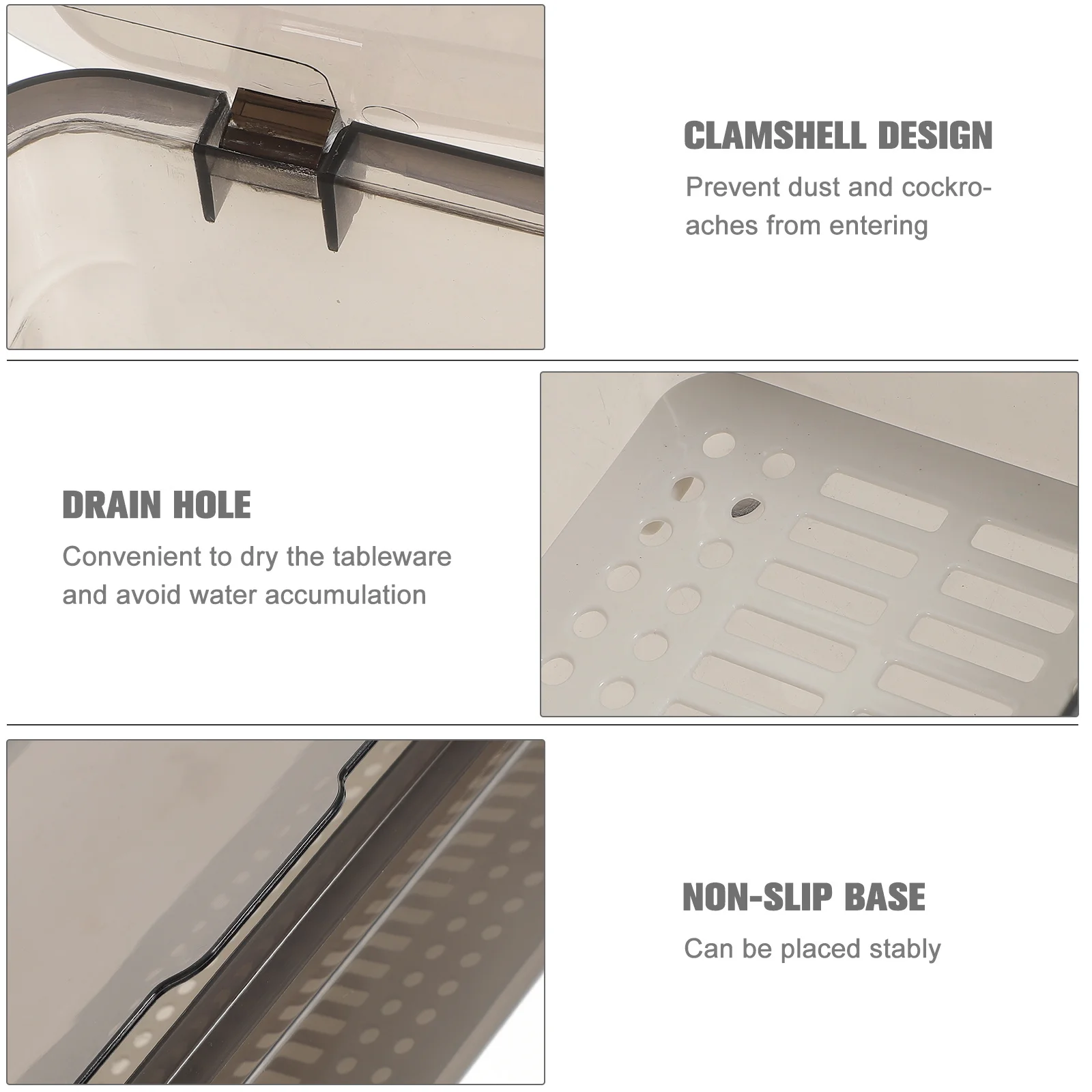 

Plastic Chopsticks Drain Storage Box with Lid Transparent Food Grade Kitchen Tableware Organizer Cutlery Tray Utensil Storage