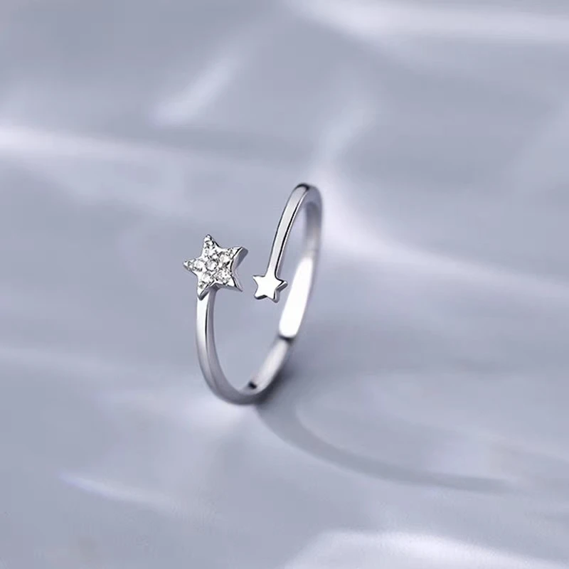 

Cute Star Ring Korean Version Fashionable Simple Zirconia Exquisite Jewelry Gift 925 Sterling Silver Finger Ring for Women