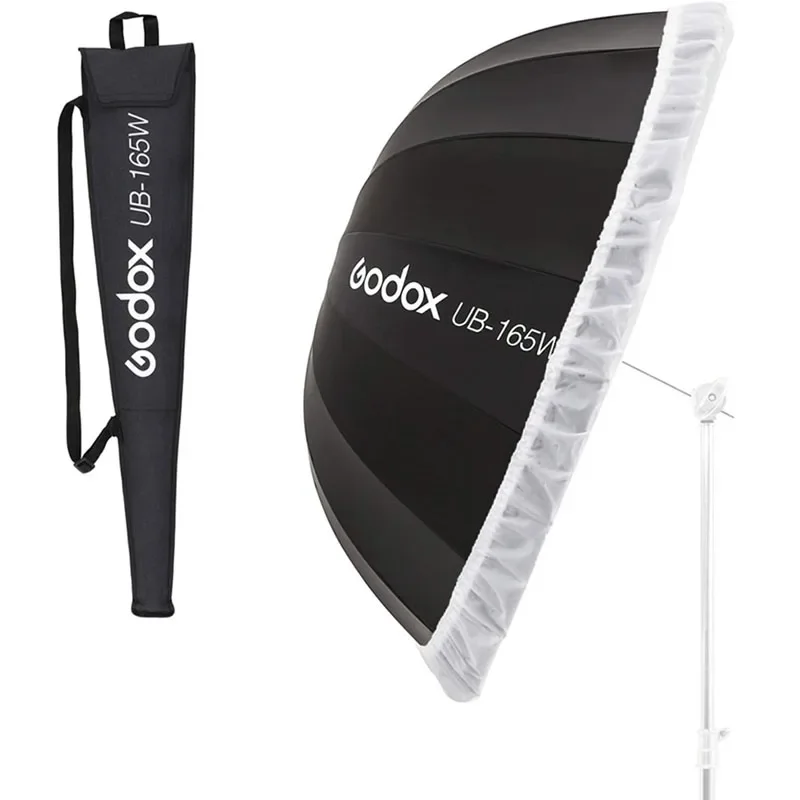 

UB-165W 65cm Inner Silver Parabolic Deep Reflective Umbrella Studio Soft Light Umbrella with White Diffuser Cover