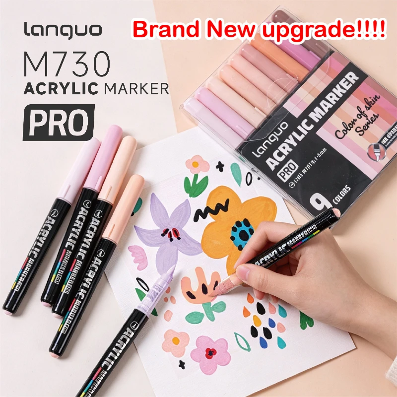 

Маркеры акриловые жидкие LANGUO 192/9 цветов, профессиональные, с мягкими наконечниками, с интеллектуальным контролем чернил, для офиса и школы