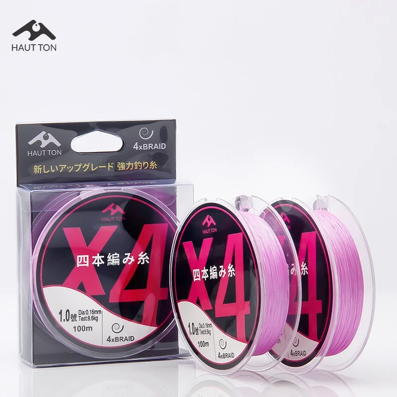 HAUT TON-sedal de pesca trenzado de 4 hebras, 100M, 9,92LB-24,03LB, señuelo de potencia de tracción, línea de hundimiento de PE, línea a prueba de agua de mar para pesca de carpa