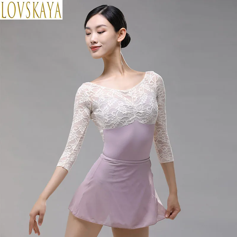 

High end Spring and Autumn Long sleeved Lace Ballet Skirt Practice Gymnastics Skirt Women's Ballet Skirt Dance Dress