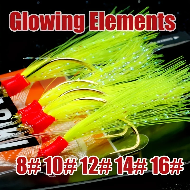 TAKBAS Glow-in-the-Dark Sabiki Rig Set 5/10packs, High-Strength Nylon Fishing Rigs with Sharp Hooks for Saltwater Surf