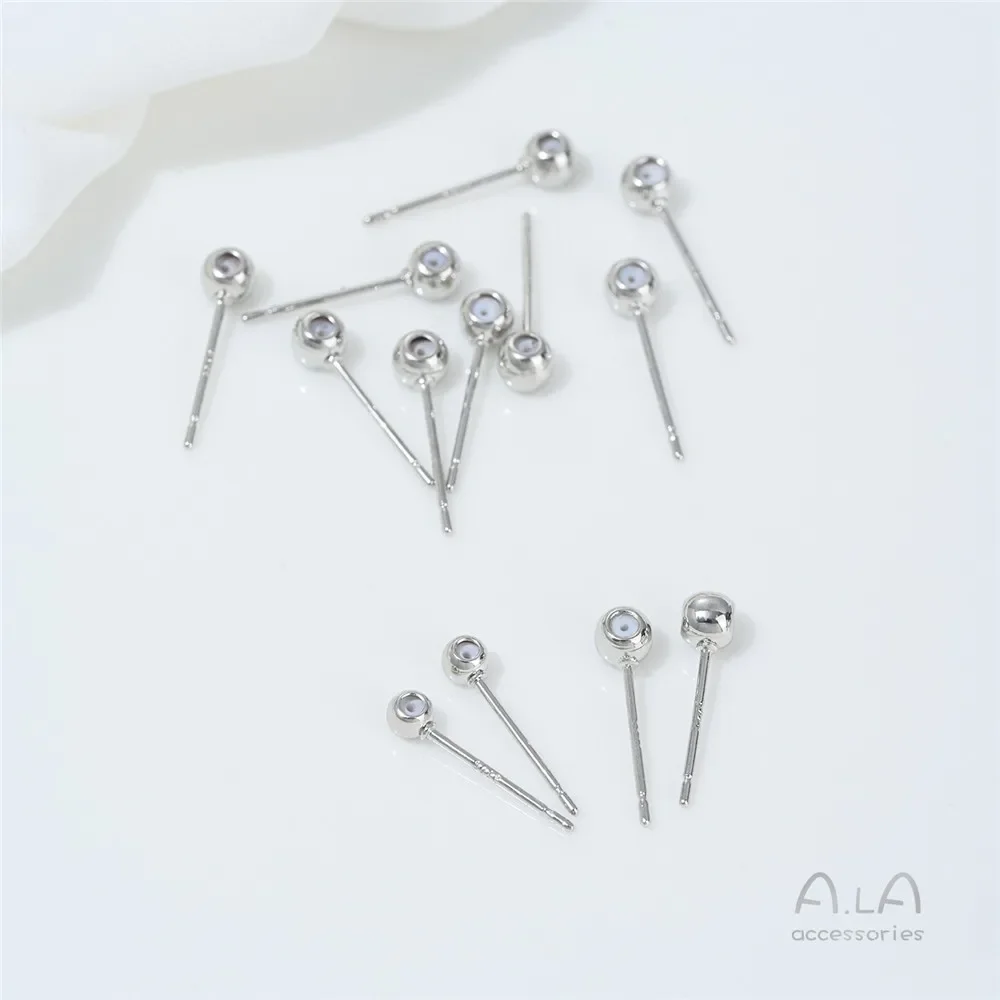 R620 14K Genuine Gold, White Gold, Silicone, Adjustable Ear Studs, Silver Needles, Diy Handmade Earrings, Accessories, Materials
