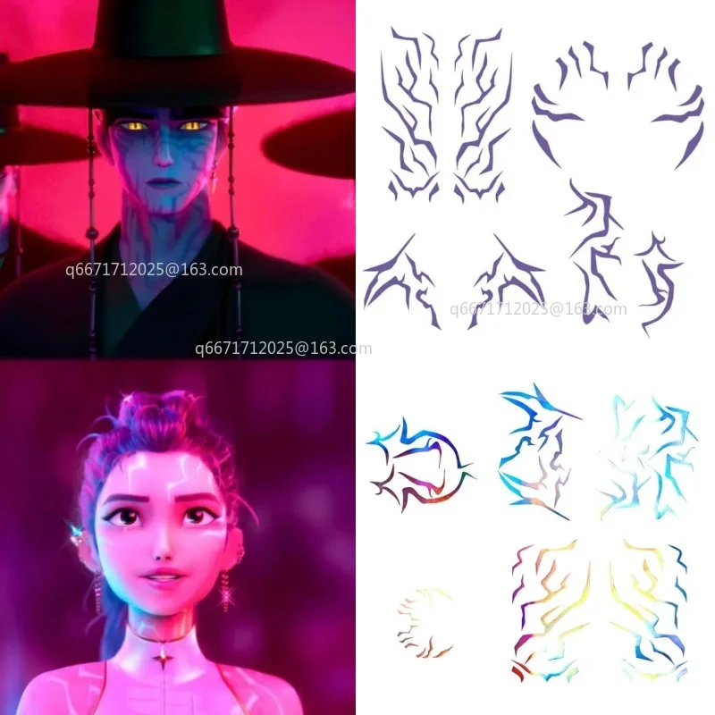 4 قطعة أنيمي الشكل KPop رومي كانغ تأثيري الدعامة الوشم ملصق رومي الوشم ملصق شيطان ملصق ل Hallowmas الدعائم الطرف