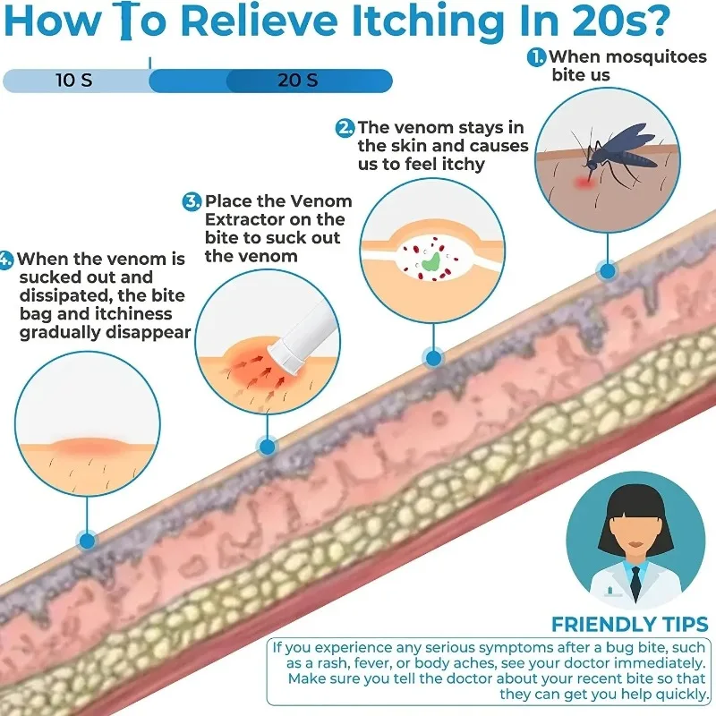 أداة شفط مستخرج السم 2 في 1 - تخفيف خالي من المواد الكيميائية لآلات النحل ودغات البعوض، مجموعة الإسعافات الأولية المحمولة مع فوهة واحدة