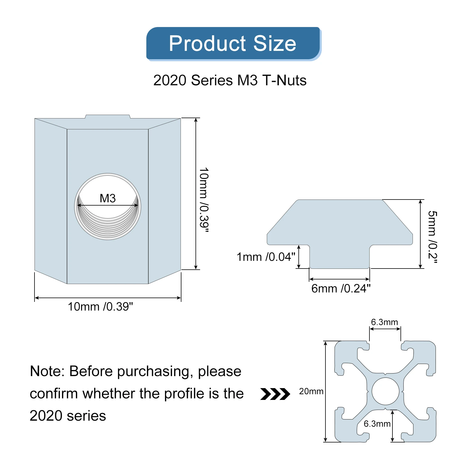 Uxcell 30-100Pcs T Nuts Nickel Plated Carbon Steel T Slot Bolts 2020 Series M3-M6 Hammer Head Fastener Sliding T Nuts