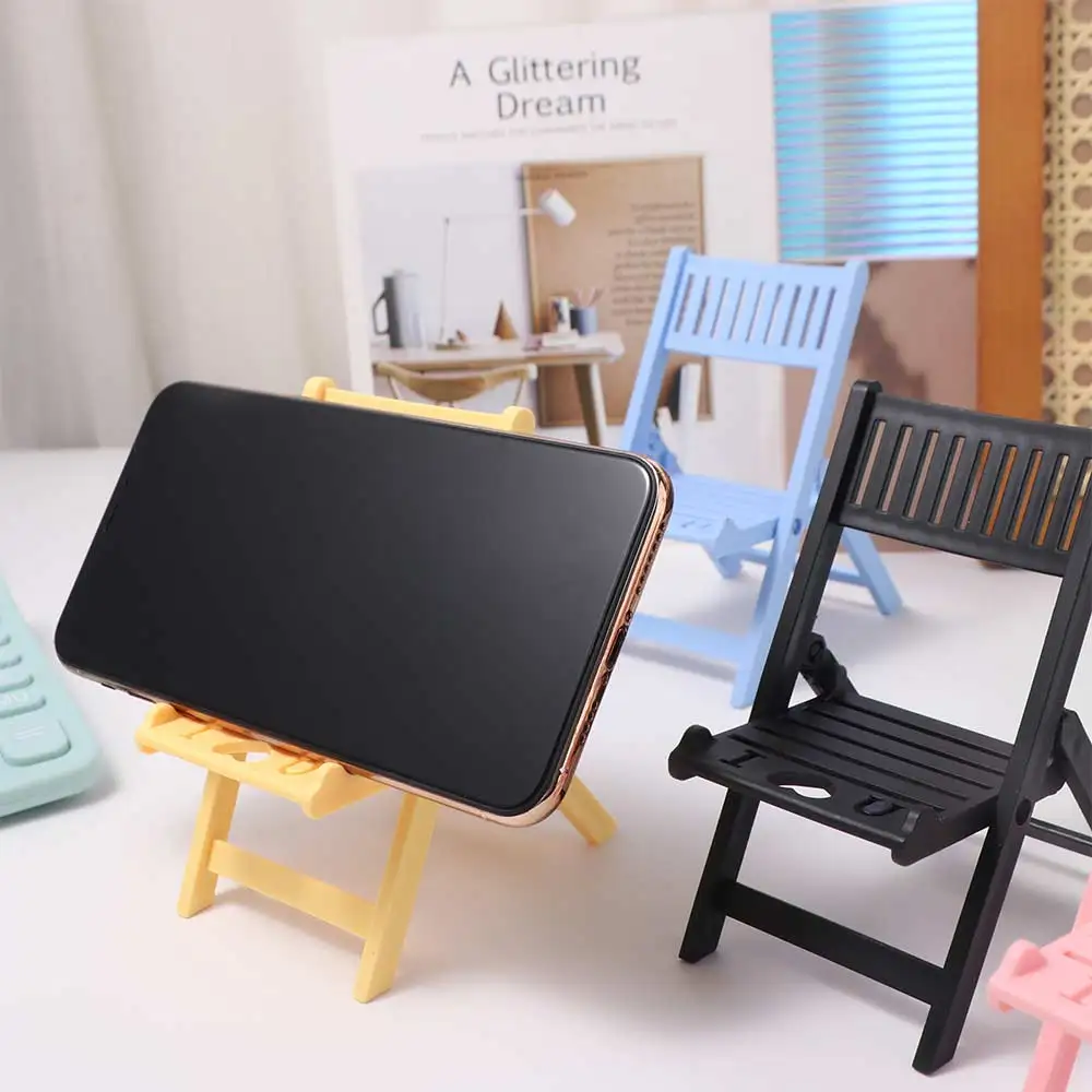 Plastic Cellphone Stand Folding Multi-functional Chair Shape Phone Holer Mini Cartoon Cell Phone Bracket