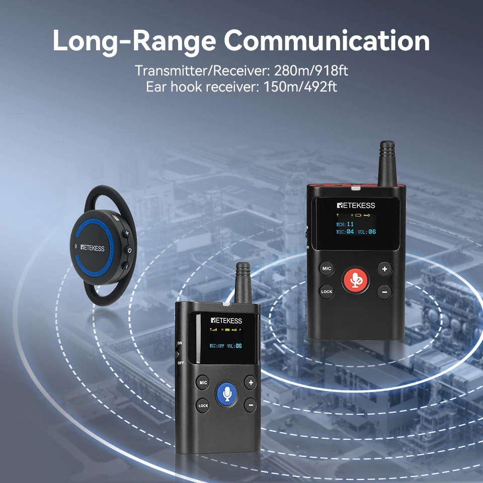 RETEKESS TT126R Tourguide-System Ohrhörer D-förmig für Fabriktraining, Reiten, Ausflüge, Dolmetschen, Konferenzen und Meetings – Detail 4