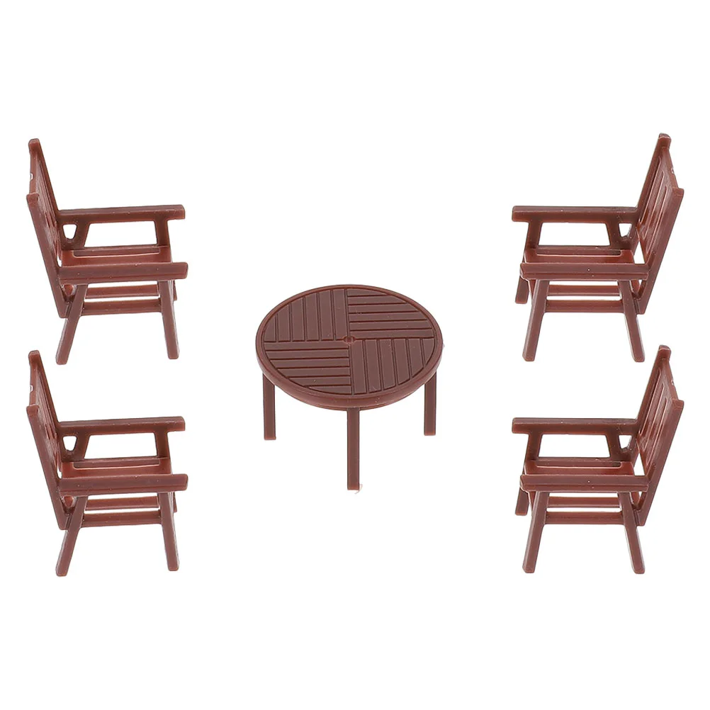 Mini Table and Chair Model Furniture Models Ornaments Miniature for Dollhouse Plastic Chairs Micro Scene Calendar Tabs