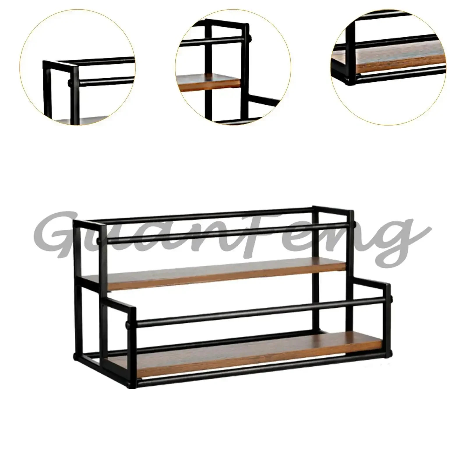 2-Tier Coffee Syrup Bottle Holder Spice Rack Countertop Seasoning Organizer Wine Display Rack for Bar Kitchen