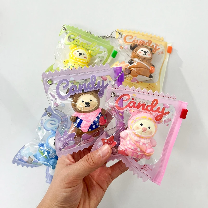 5PCS Kpop Photocard Holder Packaging Supplies Transparent Pvc Candy Bag Clear Doll Storage Bags Hanging Keychain Decor