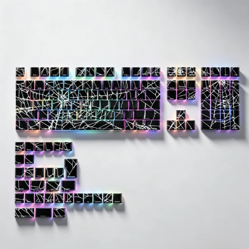 140 Keys Cherry Profile Keycaps Spider Web Side‑Printed Translucent PBT Keycap Set RGB Backlit Custom Kit for Mechanical Gaming