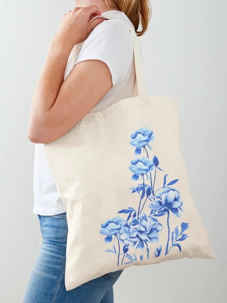 Arrangement de pivoine bleue sac fourre-tout fourre-tout en toile sacs en tissu sacs de shopping pour femmes sacs en toile