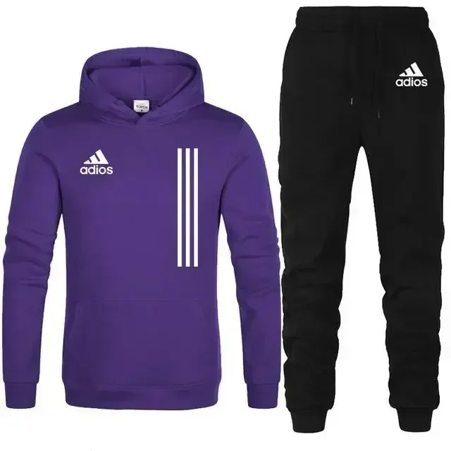 

New Autumn and Winter Men's Outdoor Running Sports Set: Long-sleeved Pullover Hoodie + Long Pants 2-piece Set, Casual Men's Set