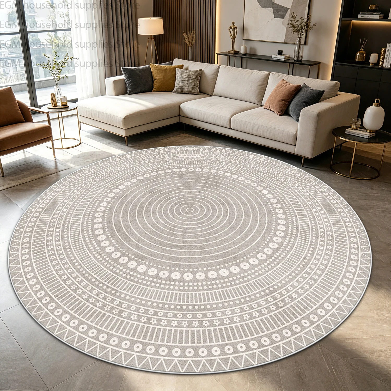 Modern Nordic Minimalism Geometric Abstract Round Carpet Living Room Decor Washable Non-Slip Bedroom Soft Rug Durable Floor Mats