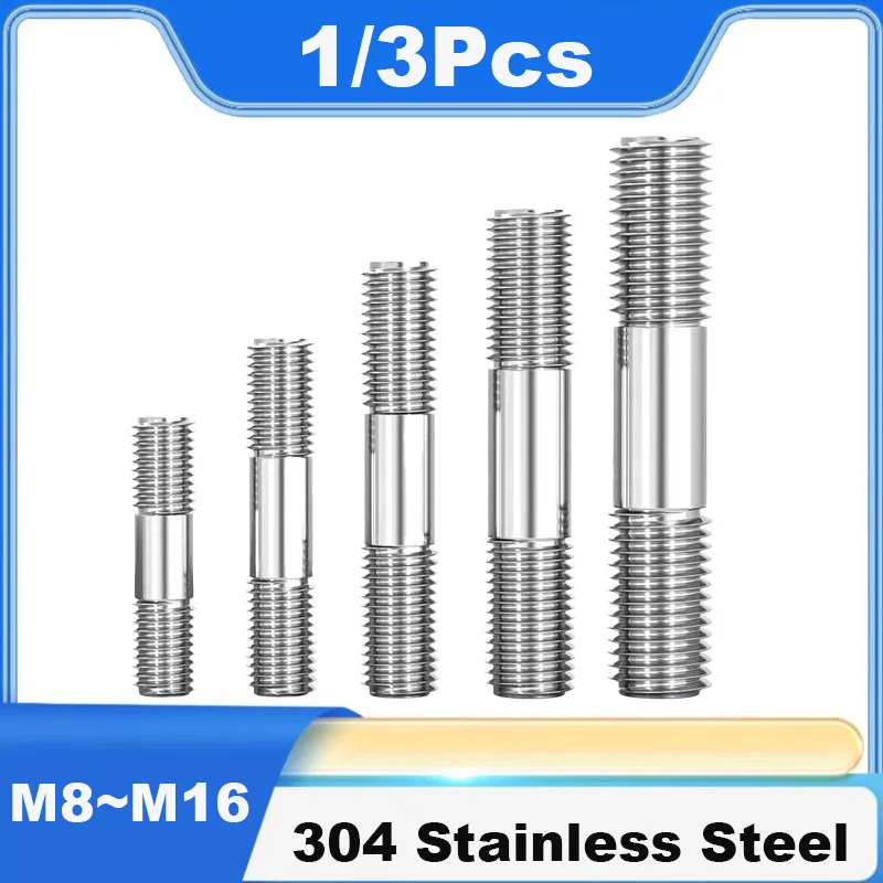 304 Stainless Steel Double End Threaded Stud Bolt Dual Head Thread Bar Tooth Stick Double End Thread Rod for Mechanical Hardware