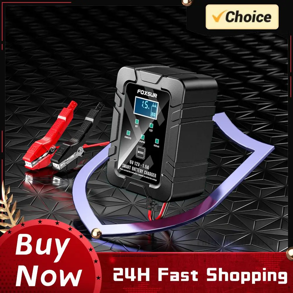 

6V 12V 1.5-Amp Fully-Automatic Smart Battery Maintainer Trickle Battery Charger for Car Motorcycle Lawn Mower Lead-Acid LiFePO4