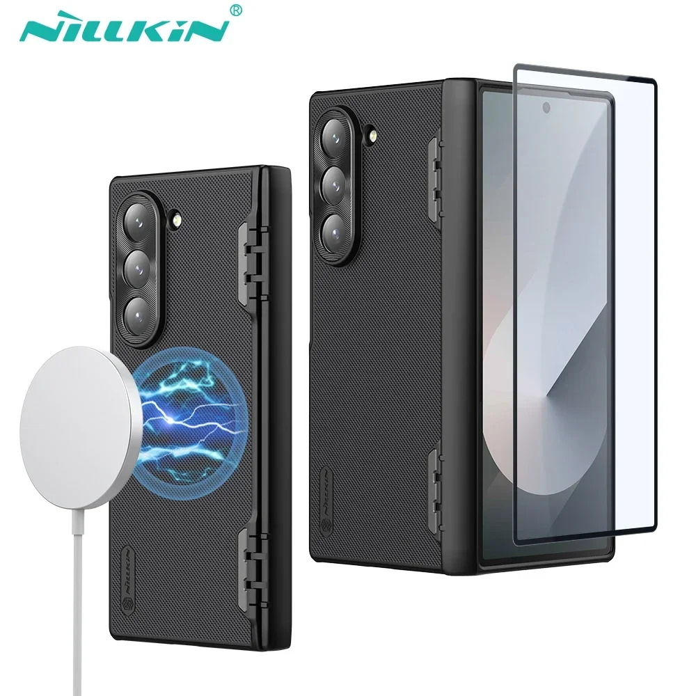 Nillkin For Samsung Galaxy Z Fold 6 5G Magsafe Case Shockproof Cover With Front Film Glass Screen Protector For Galaxy Z Fold 6