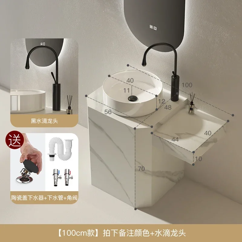 A Slate column basin, extended edge wash basin, integrated floor-to-ceiling washbasin, balcony toilet washstand