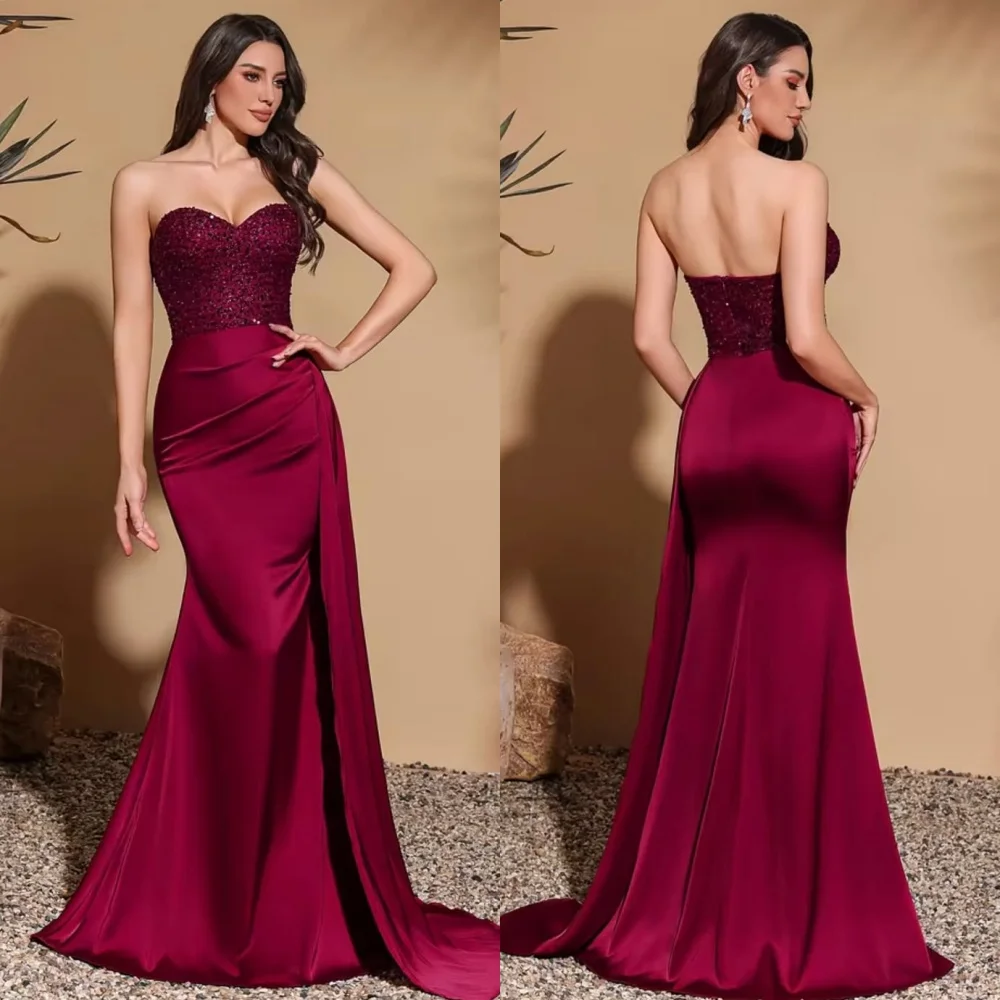 

Customized Modern Style Fashion Sequined Beading Mermaid StraplessLong Dresses Bespoke Occasion Dresses Sizes Available Matching