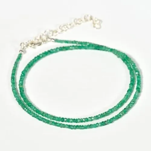 

Emerald Beaded Necklace, Micro Cut Faceted Emerald Beads Necklace,2* 5mm beads