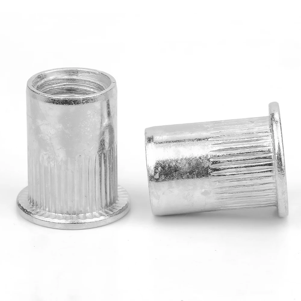 JUIDINTO 10-100pcs Rivet Nut M3 M4 M5 M6 M8 M10 M12 Aluminum Alloy Flat Head Metric Threaded Rivetnut Insert Nutserts