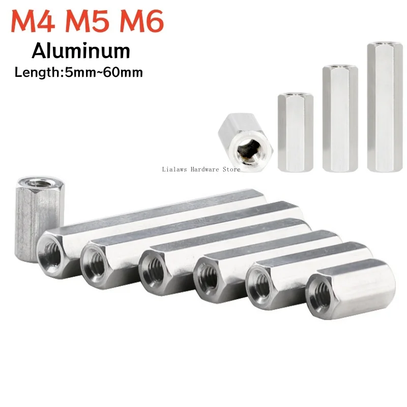 10pcs M4 M5 M6 Aluminum Hex Standoff Spacer Stud Extend Long Coupling Nut,Joint Sleeve Extension Nuts, Screw Bolts Spacer
