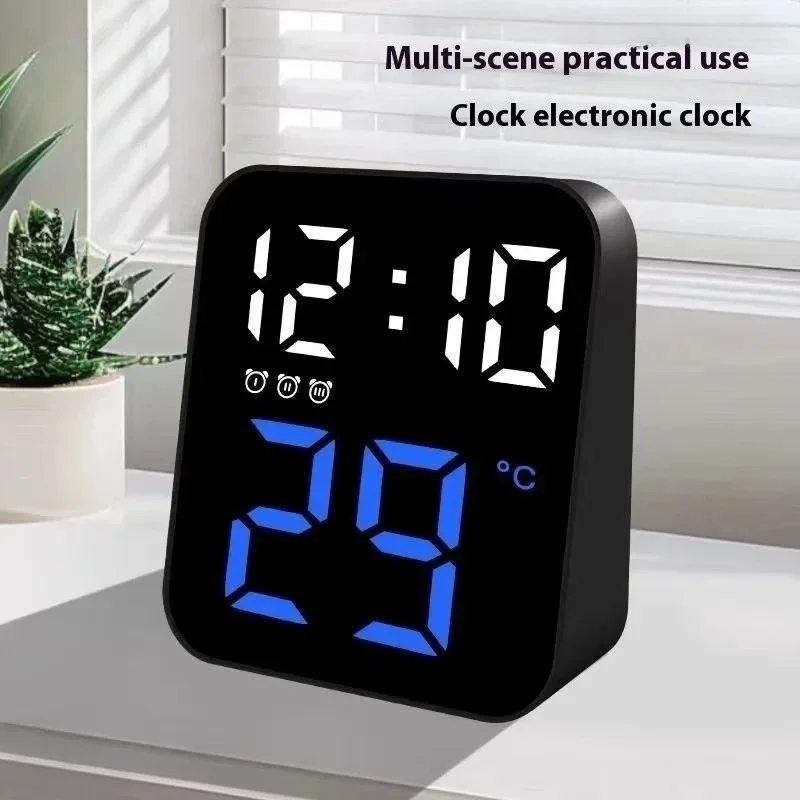 Creative New Temperature Clock LED Three Sets of Alarm Clocks Hallway Wall Clock Multi-scene Practical Digital Clock Home
