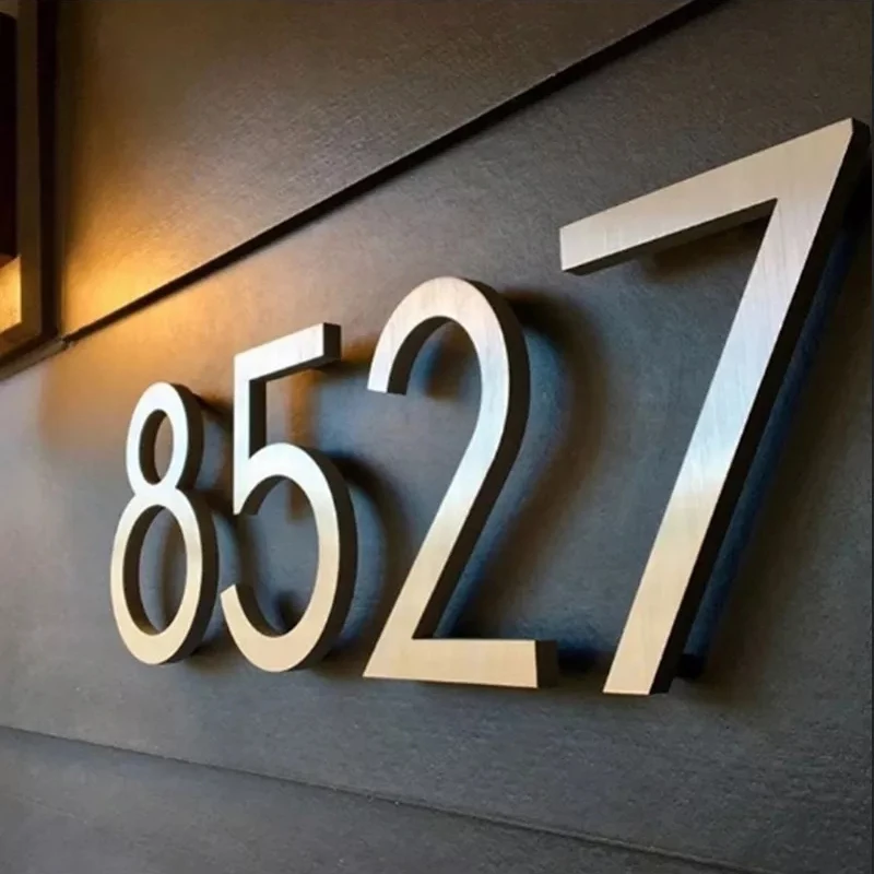 

3D Metal Floating House Number Business Logo Outdoor Mailbox Numbers Letter Sign Modern Residential Address Plaque Door Plates