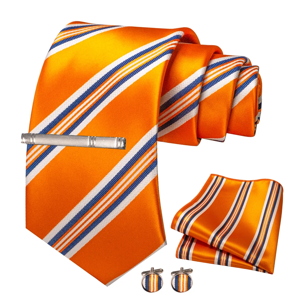 JEMYGINS Mode Männer Krawatte Luxus Gelb Gold Striped Plaid Seide Hochzeit Krawatte Für Männer Hanky Manschettenknopf Krawatte Set Bussiness Party geschenk – Detail 19