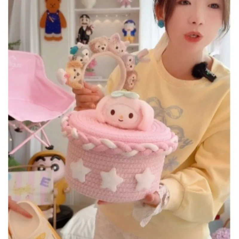 My Melody Anime Kawaii Sanrio Ins Cestino portaoggetti in cotone Simpatico cartone animato Bella custodia per bambola Decorazione Regali di moda per ragazze