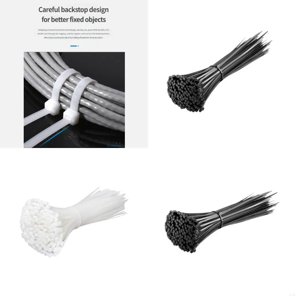 100Pcs Nylon Cable Ties Adjustment Cord Ties Straps Fastening Reusable Plastic Wire Ties For Home K1KF