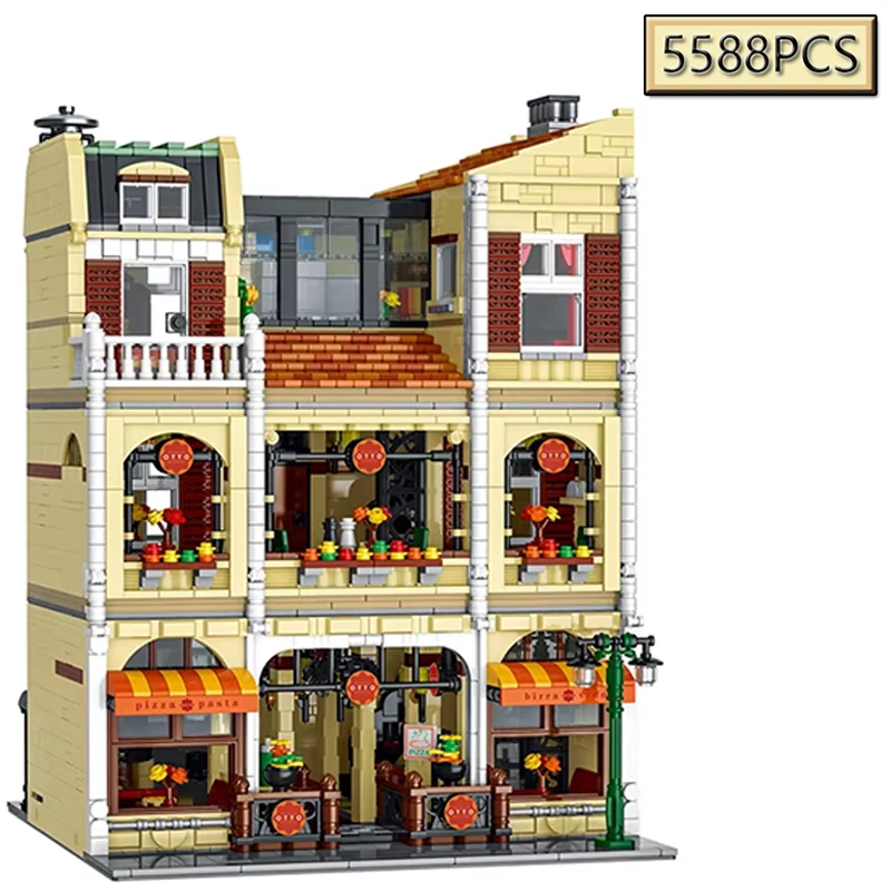 

MOC 5588PCS Super Sized European Style Retro Pizza Villa Shop Building Blocks Set - Children's Creative Puzzle Toy Gift