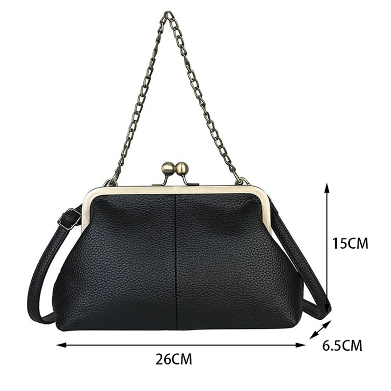 Retro Shell Women Bag 2024 New Lychee Pattern Simple and Versatile Single Shoulder Bag Clip Chain Handbag Women Bag