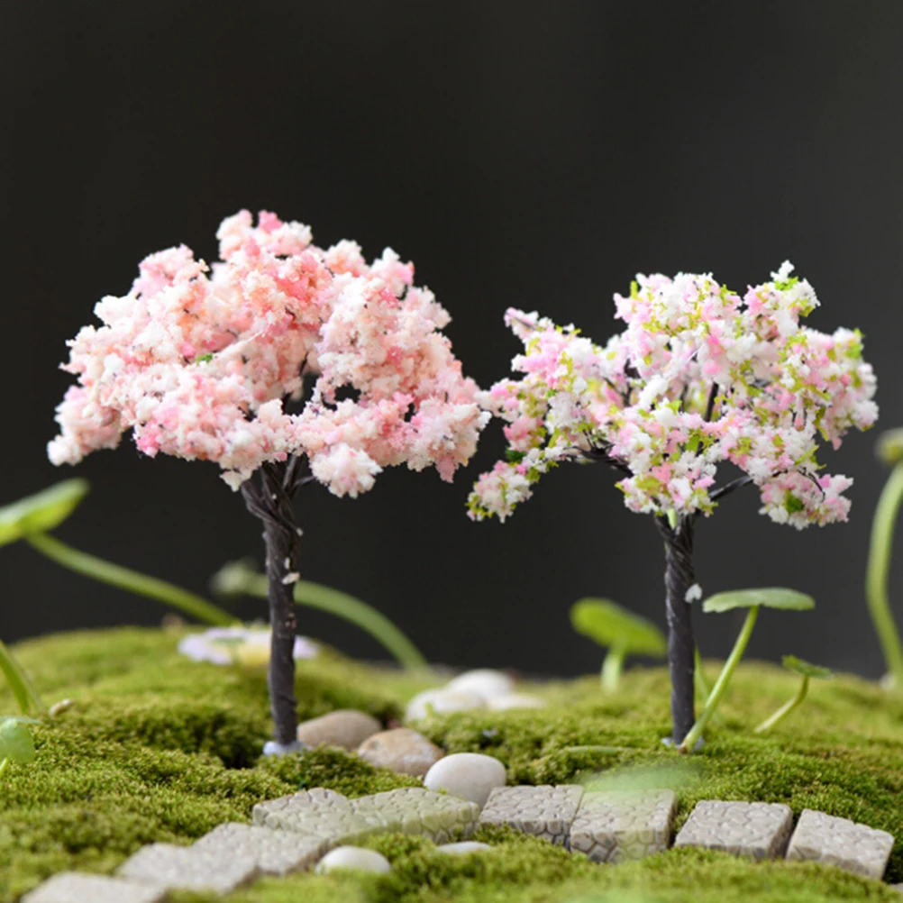 Pohon untuk miniatur peri ornamen taman rumah boneka Pot tanaman Figurine DIY kerajinan