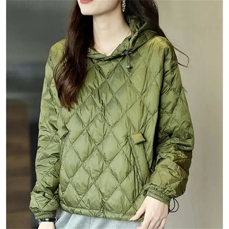 Japanese Quilted Cotton Keep Warm Cotton-Padded Jacket Women\'s Autumn And winter New Female Coat Hooded Long-Sleeved Coat Green