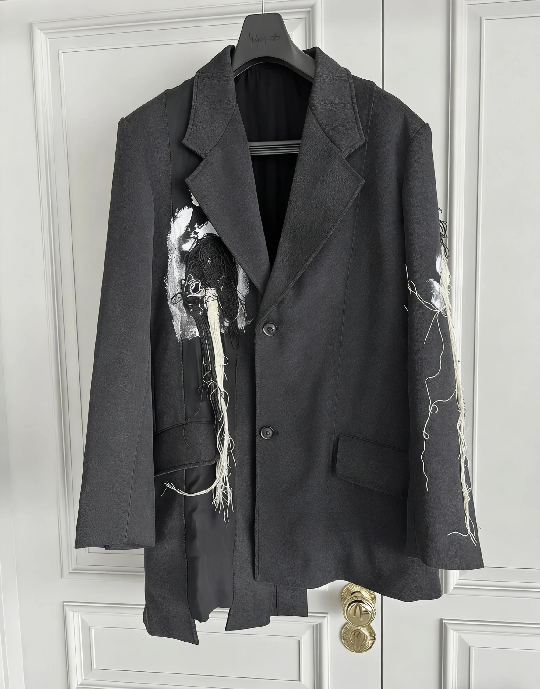 TOP-YAMAMOTO original design hand-embroidered, painted and thickened woolen patchwork suit
