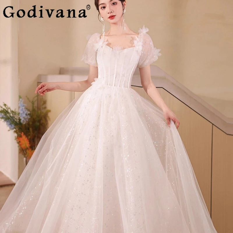 

White Evening Luxury High End Dress Female Host Elegant Banquet Student Dress Women's Japanese Grown Up Ceremony Dress