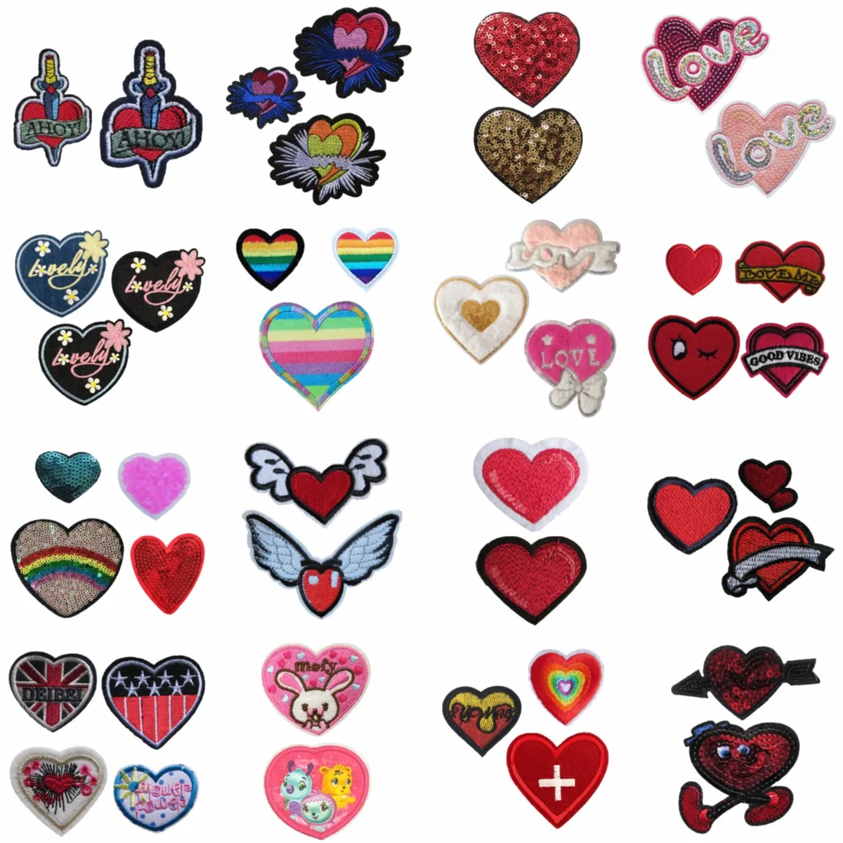 Patch adesiva hot melt ricamo modello amore patch ricamo patch abbigliamento decorativo cucito fai da te