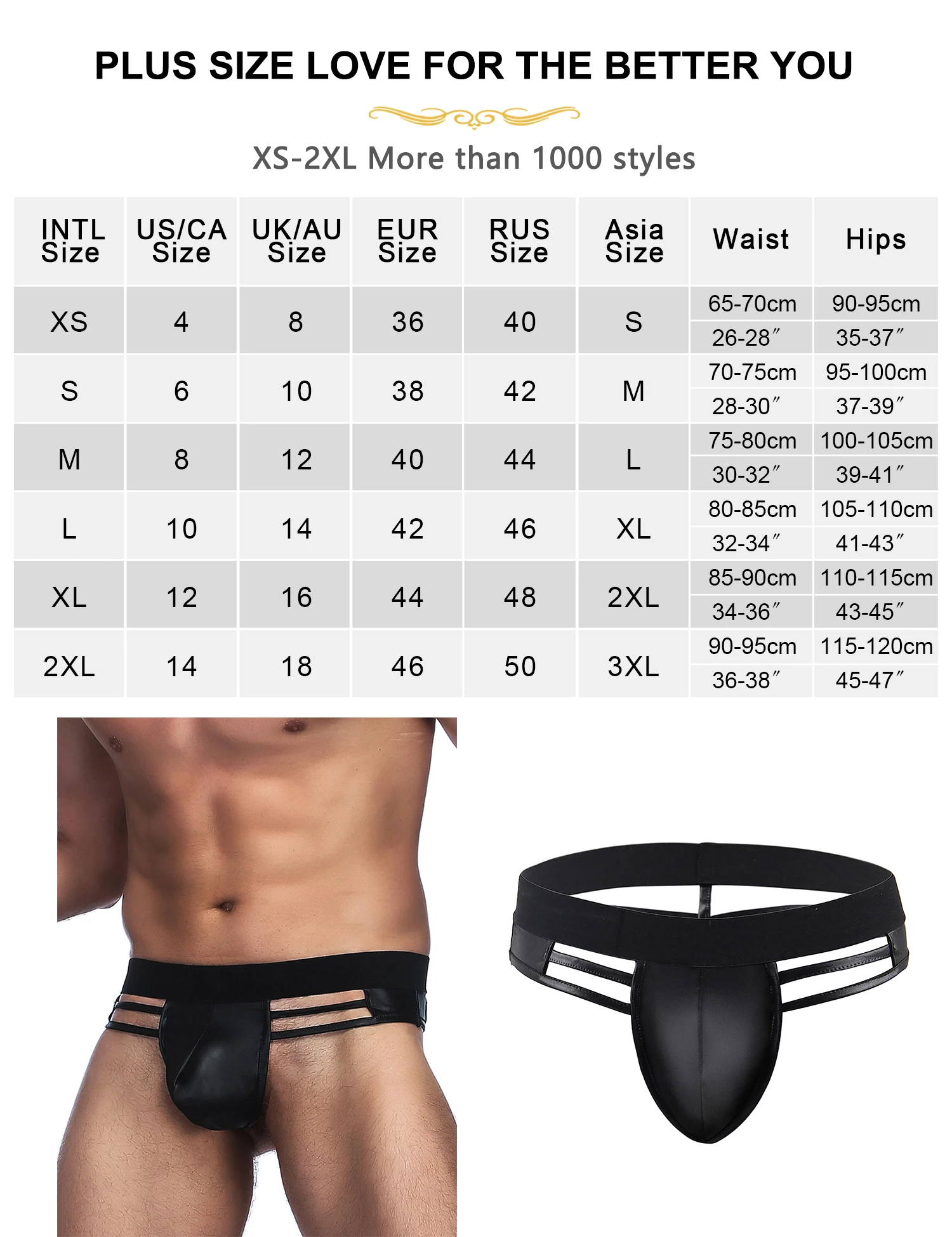 Ohyeahlady Men's Faux Leather Sexy Underwear Solid Black Low Waist Strappy Briefs Breathable High Quality Men Sexy Panties Thong