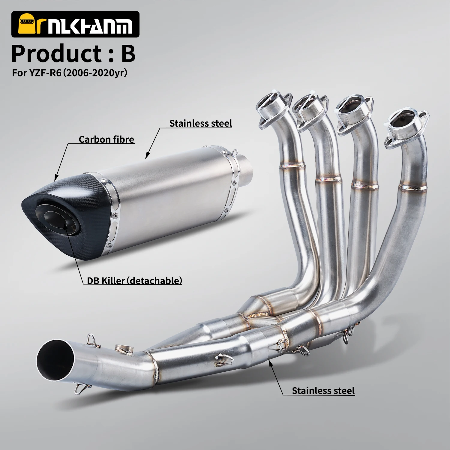 

Motorcycle exhaust system modification full section with carbon fiber escape carbon fiber muffler For YZF-R6 R6 2006-2020
