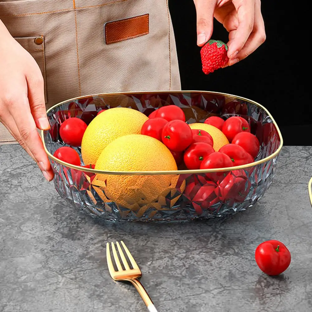 Fruit Dish Translucent Plate Elegant Translucent Diamond-texture Fruit Plate Versatile Countertop for Capacity for Home