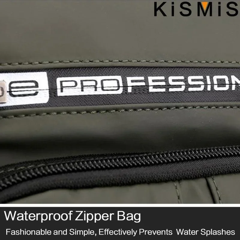 KISMIS Nylon Backpack Rucksack Cross Body Shoulder Bag with USB Charging Port Travel Male Knapsack Daypack Messenger Chest Bags