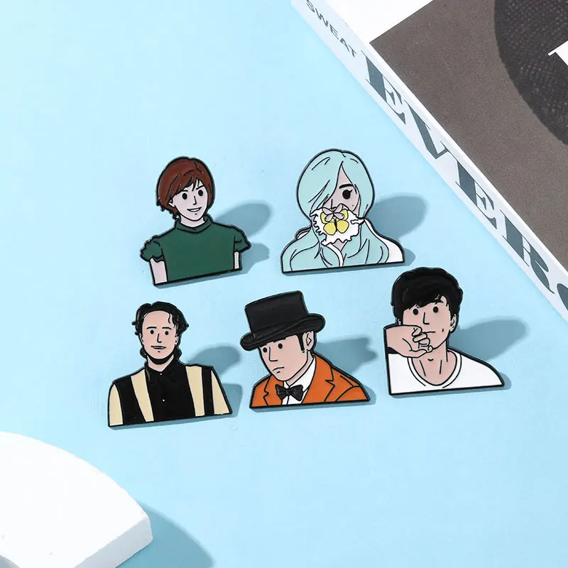 Cute Hand‑drawn People Figure Enamel Pin, Cartoon Character Portrait Lapel Brooch Badge, Human‑themed Jewelry, Novelty DecorGift