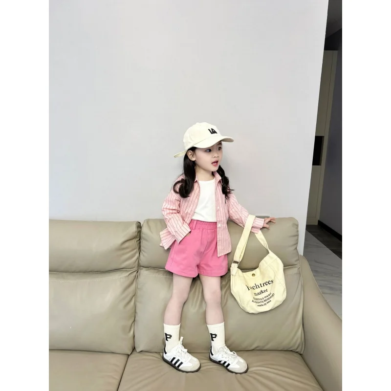 

Children's casual shorts2024Spring and Summer New Children2-7Year-Old Hot Pants Girls Outer Wear Fashionable Pants