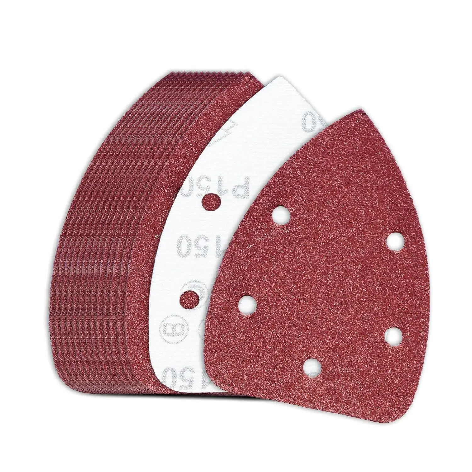 

50pcs 6 Holes Sandpaper Triangle Sander Paper Hook Loop Sanding Disc Abrasive Tools For Polishing 40/60/80/120/180 Grit Tools