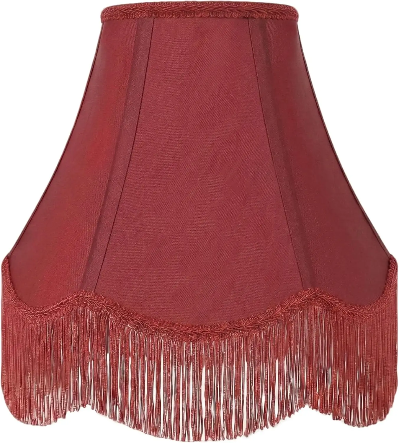

Red Bell Fringe Lamp Shade - 1 Pack, 6" x 13" x 10.6"(Spider) Victorian Scalloped Trim Lampshade, Slub Textured Fabric R